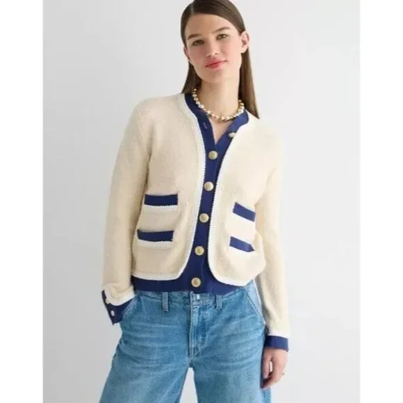 J Crew Textured Bouclé Lady Jacket Cardigan Size 2X - Picture 1 of 7